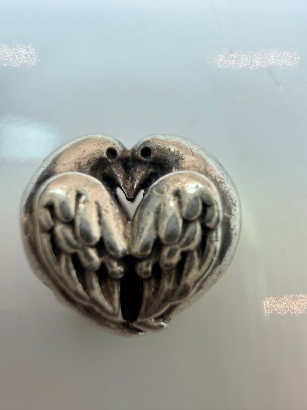 Retired Chamilia Love Doves Heart Sterling Silver Threaded Charm